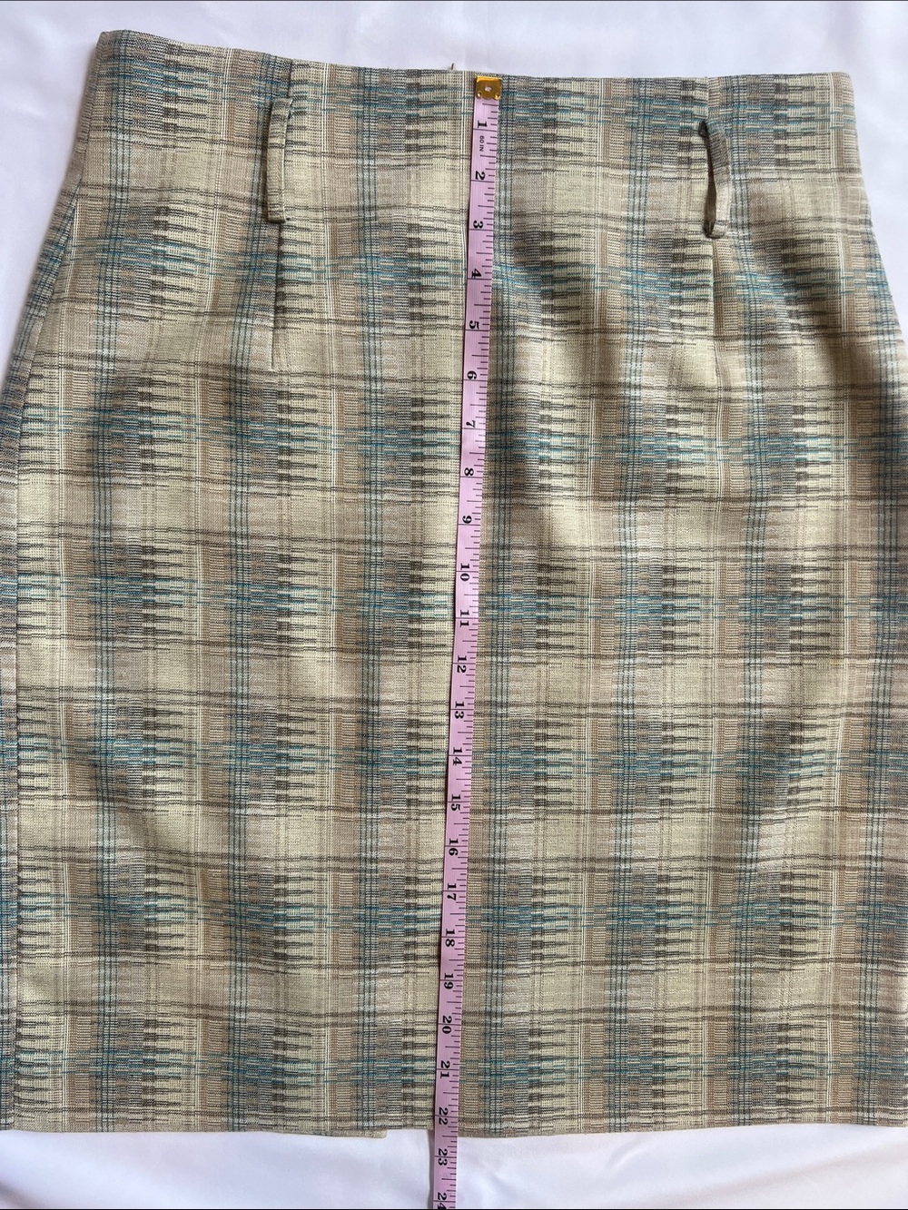 Antonio Melani Sz 6 Beige/Blue Pencil Skirt Career Work Business Academia Preppy - Picture 4 of 9